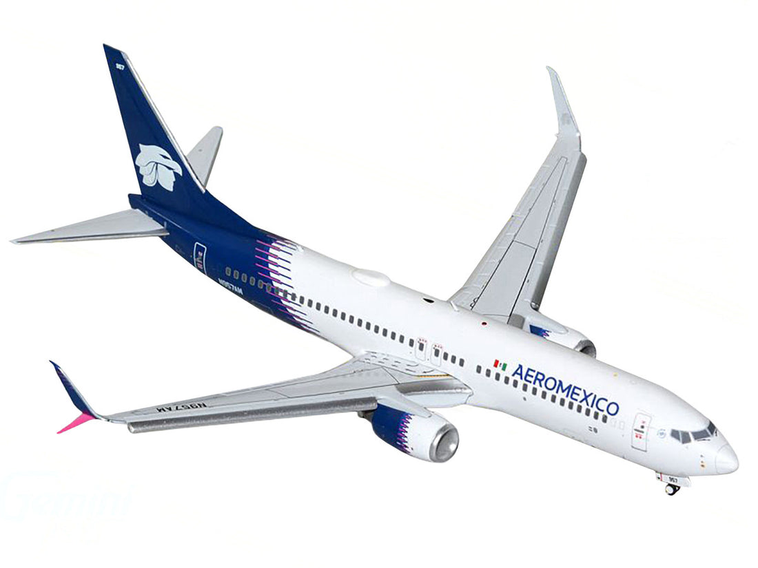 Boeing 737-800 Commercial Aircraft with Flaps Down "AeroMexico" (N957AM) White with Dark Blue Tail "Gemini 200" Series 1/200 Diecast Model Airplane by GeminiJets-1