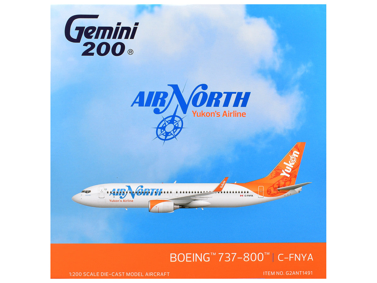 Boeing 737-800 Commercial Aircraft "Air North" (C-FNYA) White with Orange Tail "Gemini 200" 1/200 Diecast Model by GeminiJets-1
