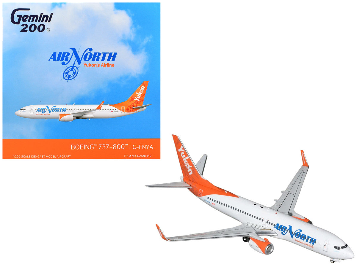 Boeing 737-800 Commercial Aircraft "Air North" (C-FNYA) White with Orange Tail "Gemini 200" 1/200 Diecast Model by GeminiJets-2