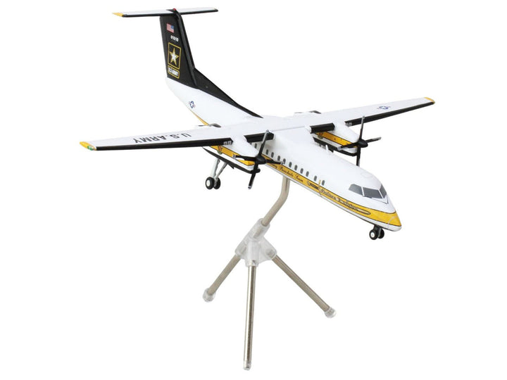 Bombardier C-147A Transport Aircraft "Golden Knights Parachute Team" United States Army (17-01610) White with Yellow Stripes and Black Tail "Gemini 200" Series 1/200 Diecast Model Airplane by GeminiJets-1