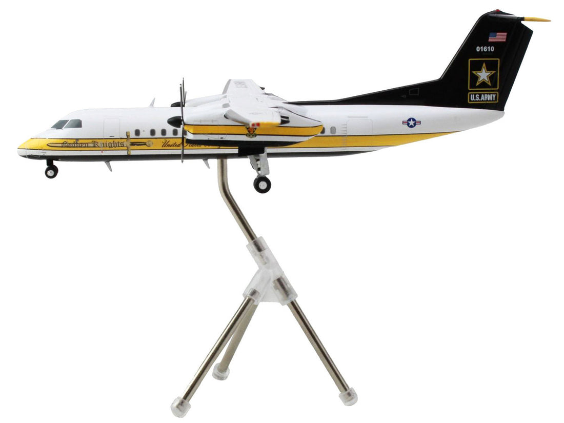 Bombardier C-147A Transport Aircraft "Golden Knights Parachute Team" United States Army (17-01610) White with Yellow Stripes and Black Tail "Gemini 200" Series 1/200 Diecast Model Airplane by GeminiJets-2