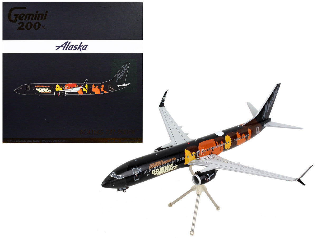 Boeing 737-900ER Commercial Aircraft "Alaska Airlines - Our Commitment" Black with Graphics "Gemini 200" Series 1/200 Diecast Model Airplane by GeminiJets-0
