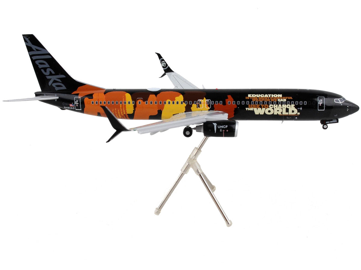 Boeing 737-900ER Commercial Aircraft with Flaps Down "Alaska Airlines - Our Commitment" Black with Graphics "Gemini 200" Series 1/200 Diecast Model Airplane by GeminiJets-1