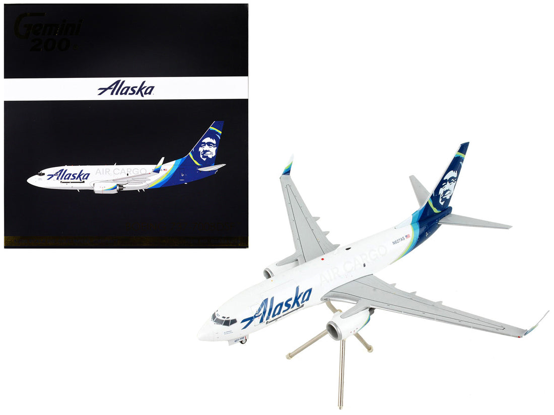 Boeing 737-700BDSF Commercial Aircraft "Alaska Air Cargo" White with Blue Tail "Gemini 200" Series 1/200 Diecast Model Airplane by GeminiJets-0