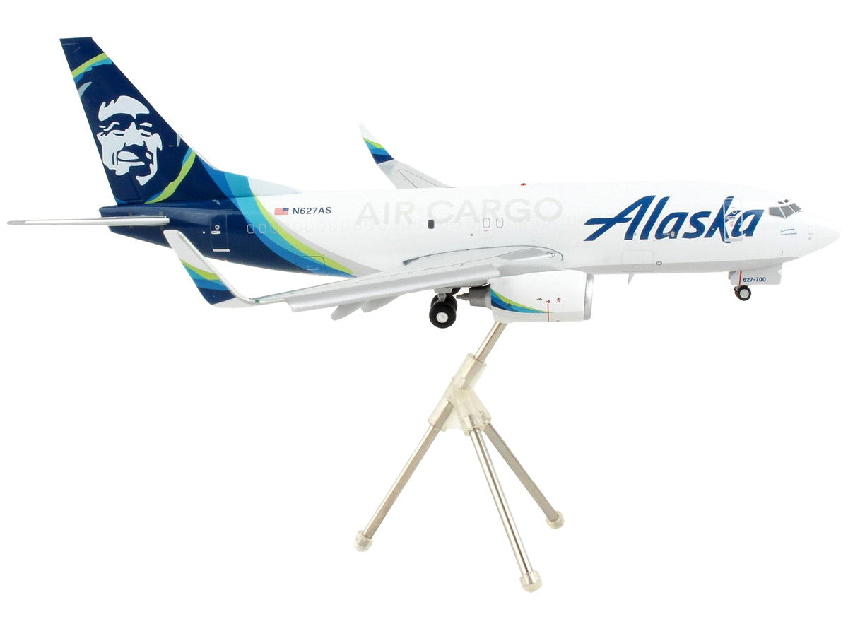 Boeing 737-700BDSF Commercial Aircraft with Flaps Down "Alaska Air Cargo" White with Blue Tail "Gemini 200" Series 1/200 Diecast Model Airplane by GeminiJets-1