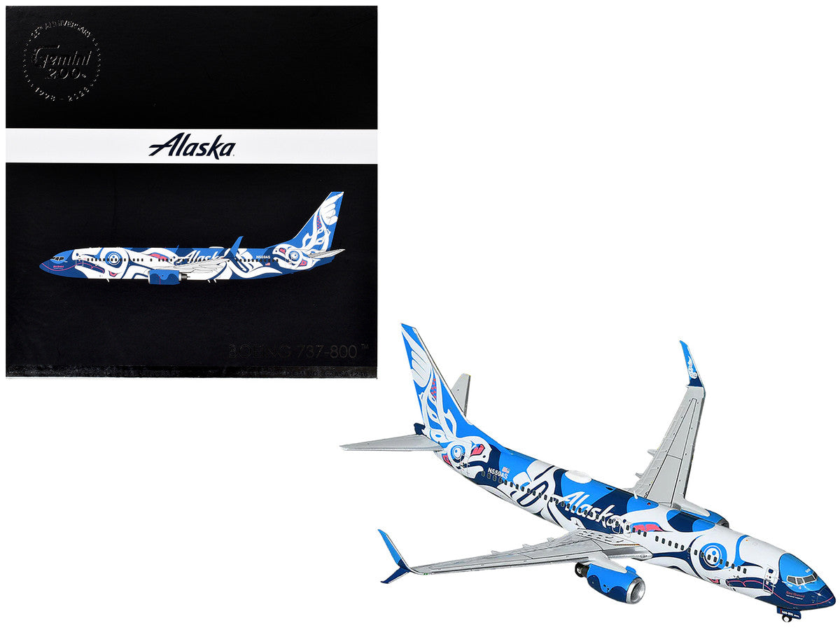Boeing 737-800 Commercial Aircraft "Alaska Airlines" (N559AS) Salmon People Livery "Gemini 200" Series 1/200 Diecast Model Airplane by GeminiJets-0