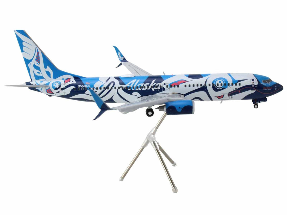 Boeing 737-800 Commercial Aircraft with Flaps Down "Alaska Airlines" (N559AS) Salmon People Livery "Gemini 200" Series 1/200 Diecast Model Airplane by GeminiJets-1