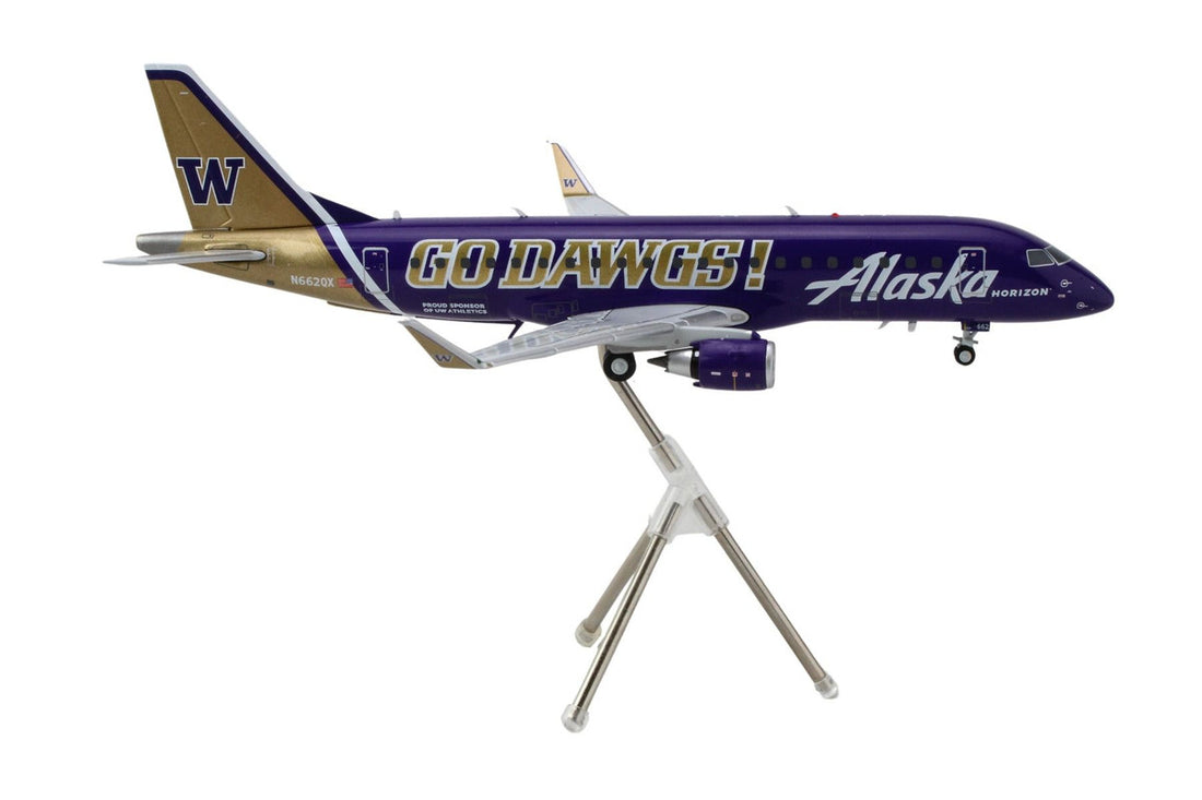 Embraer ERJ-175 Commercial Aircraft "Alaska Airlines/Horizon - University of Washington Huskies" (N662QX) Purple with Gold Tail "Gemini 200" Series 1/200 Diecast Model Airplane by GeminiJetsG2ASA1287 3