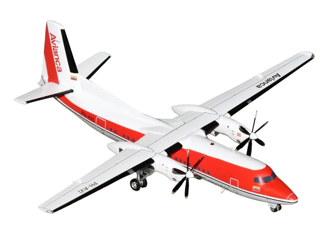 Fokker F50 Commercial Aircraft "Avianca Colombia" (PH-AVJ) White with Red Stripes "Gemini 200" Series 1/200 Diecast Model Airplane by GeminiJets-1