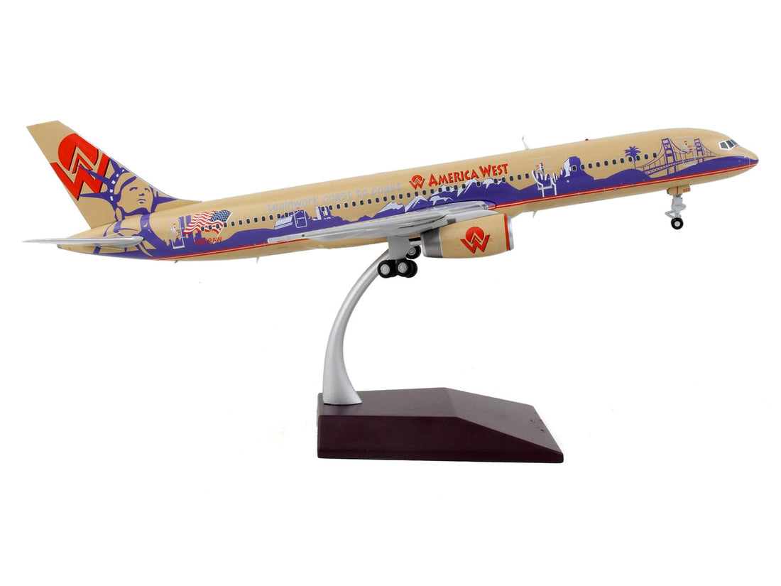 Boeing 757-200 Commercial Aircraft "America West Airlines" Beige with Purple Graphics "Gemini 200" Series 1/200 Diecast Model Airplane by GeminiJets-1