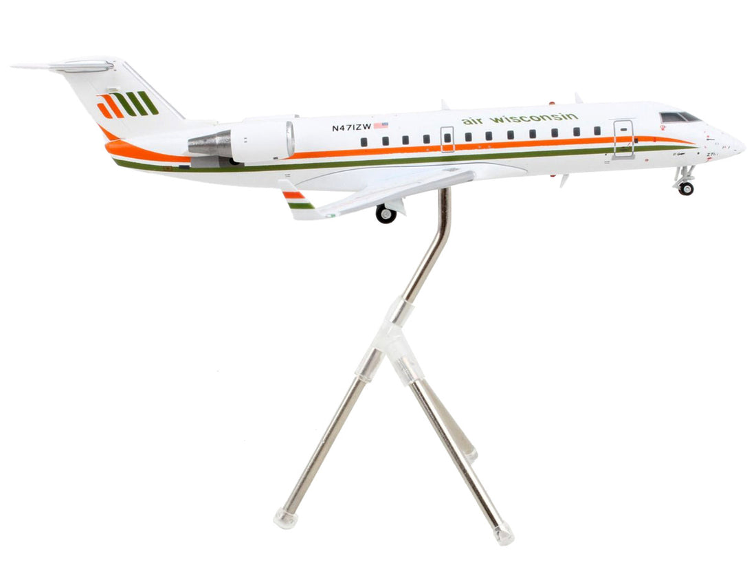 Bombardier CRJ200 Commercial Aircraft "Air Wisconsin" White with Orange and Green Stripes "Gemini 200" Series 1/200 Diecast Model Airplane by GeminiJets-1