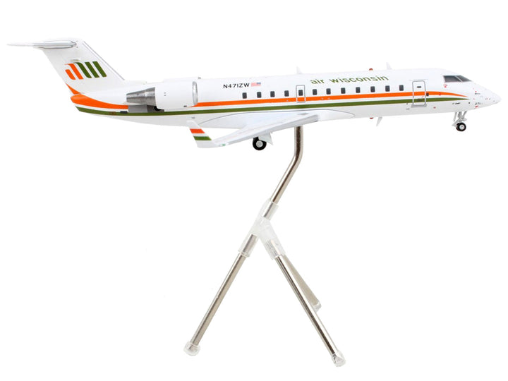 Bombardier CRJ200 Commercial Aircraft "Air Wisconsin" White with Orange and Green Stripes "Gemini 200" Series 1/200 Diecast Model Airplane by GeminiJets-1