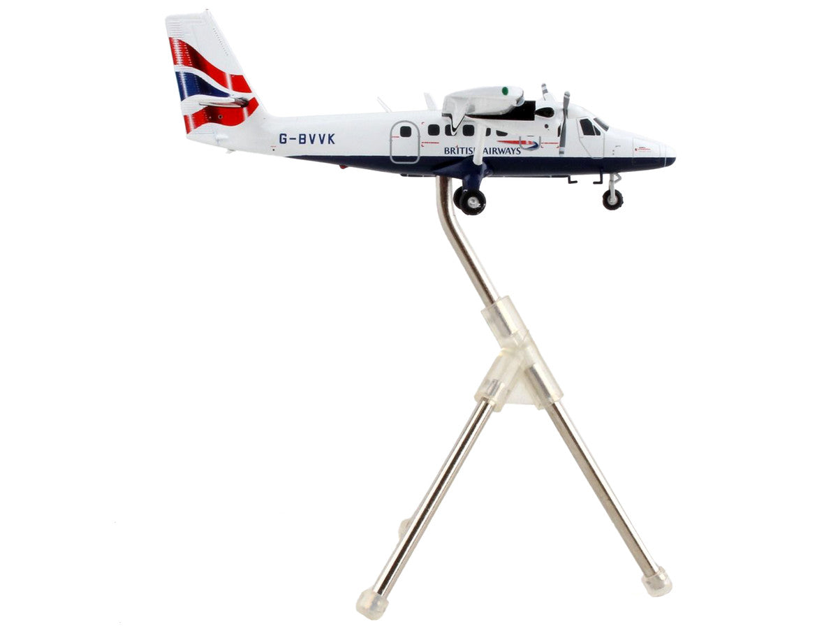 De Havilland DHC-6-300 Commercial Aircraft "British Airways" White with Striped Tail "Gemini 200" Series 1/200 Diecast Model Airplane by GeminiJets-1