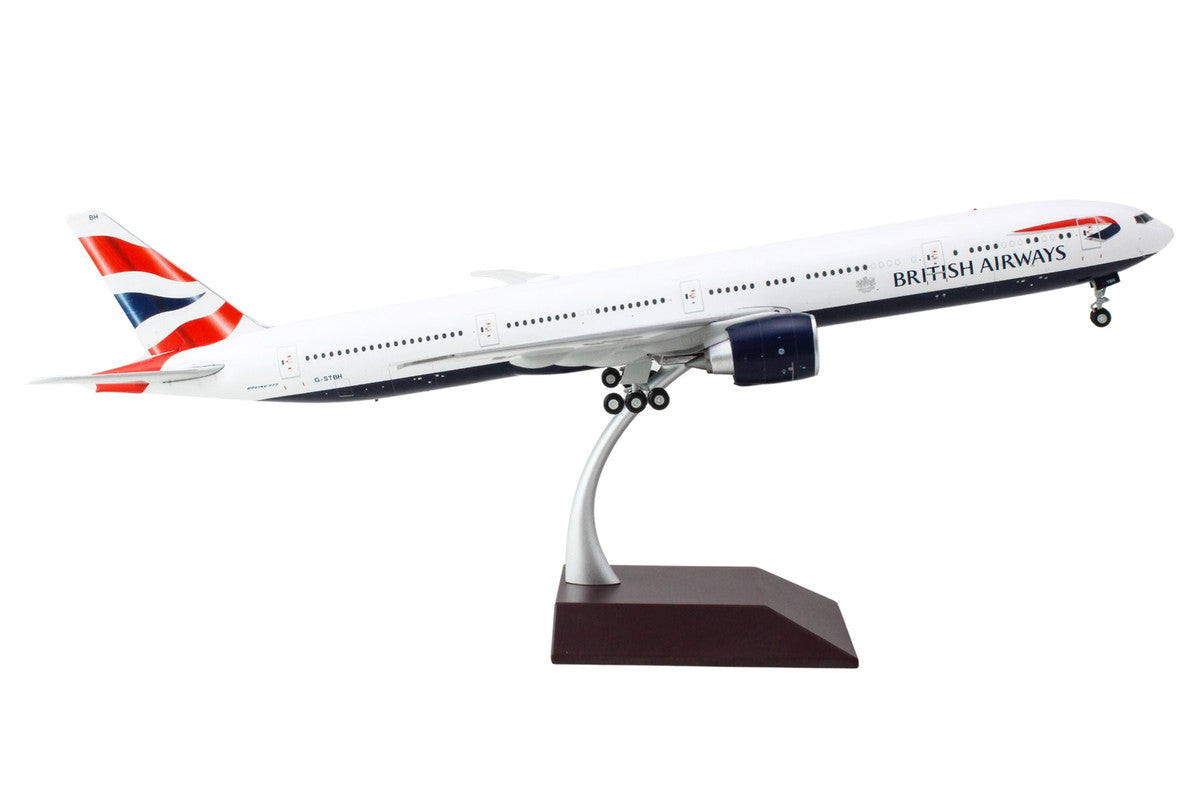 Boeing 777-300ER Commercial Aircraft "British Airways" (G-STBH) White with Striped Tail "Gemini 200" Series 1/200 Diecast Model Airplane by GeminiJets-0