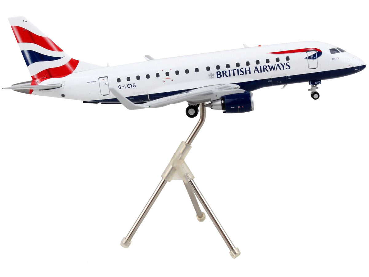 Embraer ERJ-170 Commercial Aircraft "British Airways" White with Striped Tail "Gemini 200" Series 1/200 Diecast Model Airplane by GeminiJets-1