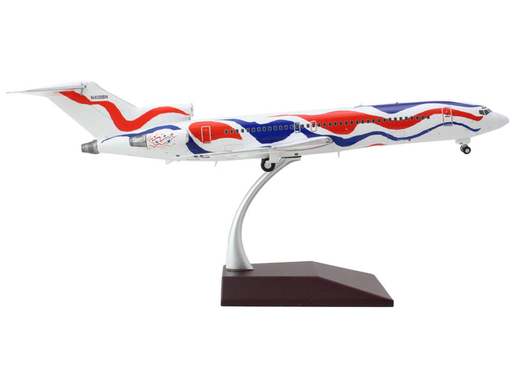 Boeing 727-200 Commercial Aircraft "Braniff International Airways - Calder Bicentennial Livery" White with Red and Blue Stripes "Gemini 200" Series 1/200 Diecast Model Airplane by GeminiJets-1