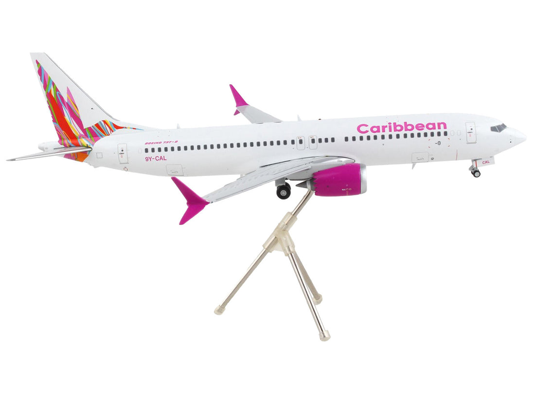 Boeing 737 MAX 8 Commercial Aircraft "Caribbean Airlines" White with Pink Tail "Gemini 200" Series 1/200 Diecast Model Airplane by GeminiJets-1