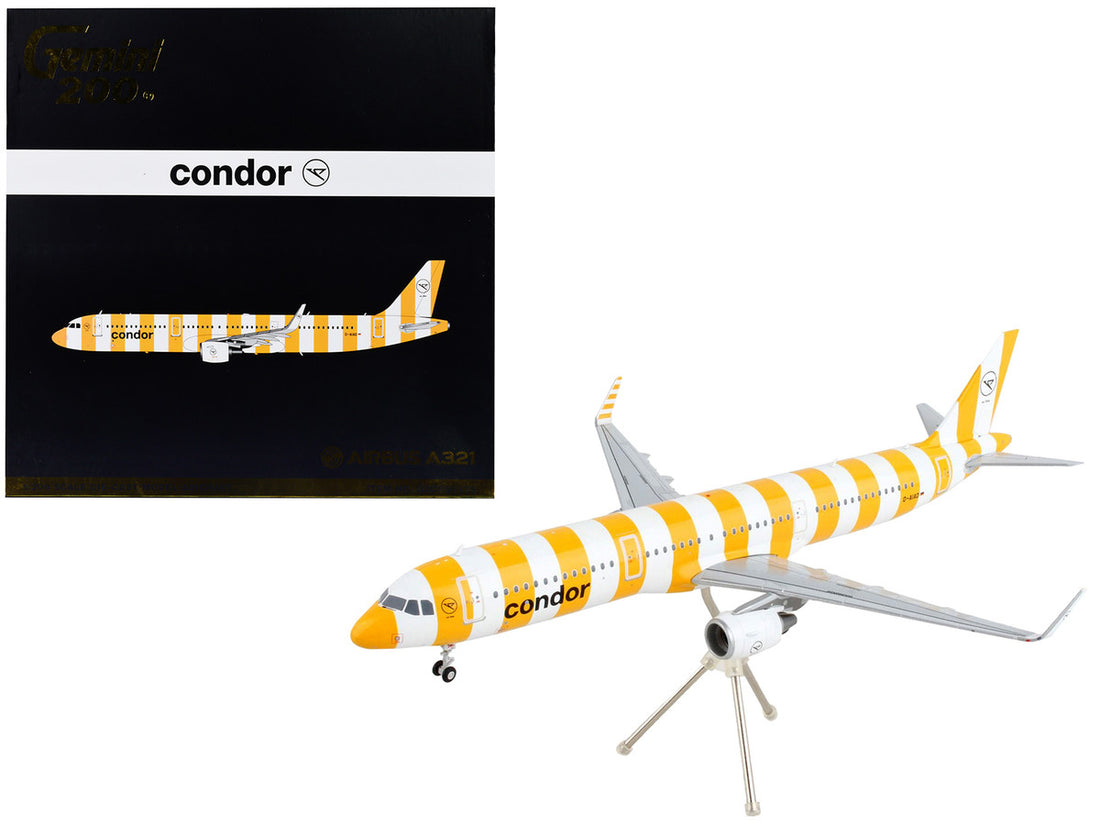 Airbus A321 Commercial Aircraft "Condor Airlines" White and Orange Striped "Gemini 200" Series 1/200 Diecast Model Airplane by GeminiJets-0