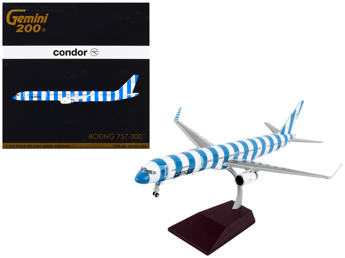 Boeing 757-300 Commercial Aircraft "Condor Airlines" Blue and White Stripes "Gemini 200" Series 1/200 Diecast Model Airplane by GeminiJets-0