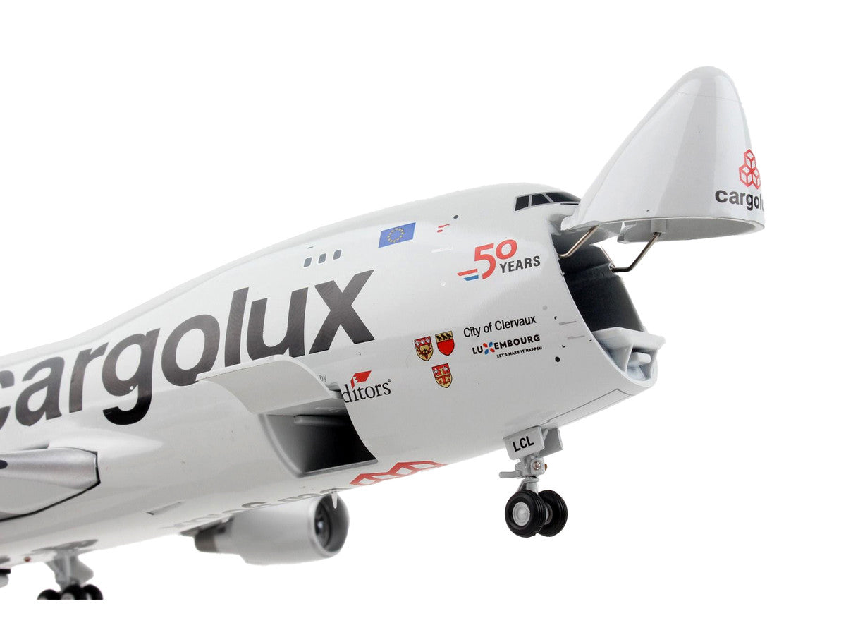 Boeing 747-400F Commercial Aircraft "Cargolux" Gray with Red Tail "Gemini 200 - Interactive" Series 1/200 Diecast Model Airplane by GeminiJets-1