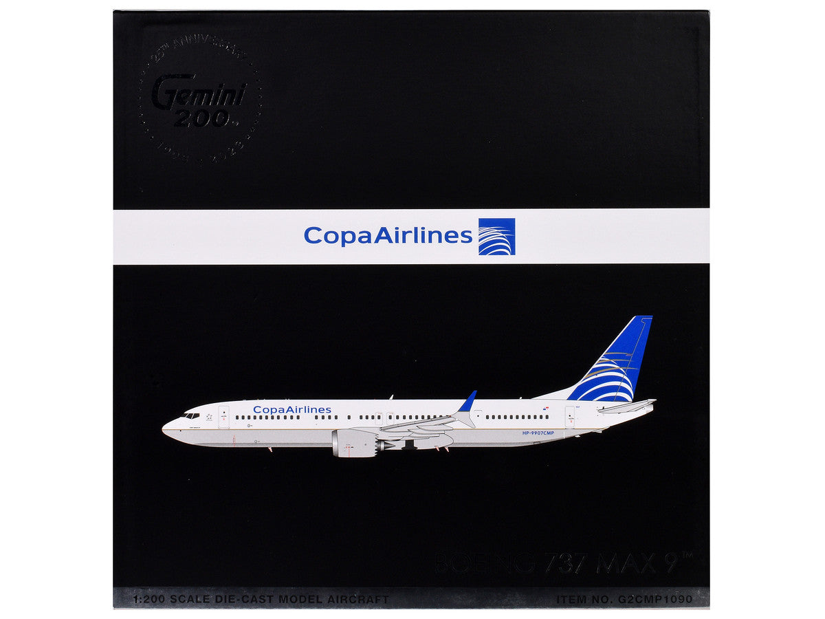 Boeing 737 MAX 9 Commercial Aircraft "Copa Airlines" (HP-9907CMP) White with Blue Tail "Gemini 200" Series 1/200 Diecast Model Airplane by GeminiJets-1