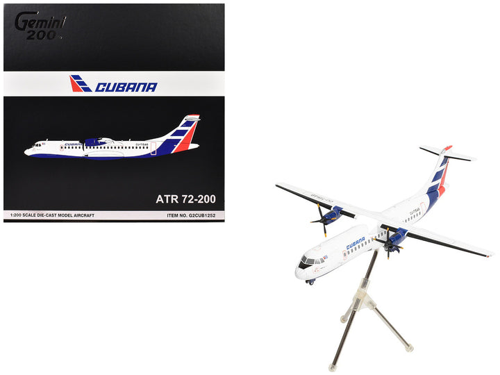 ATR 72-200 Commercial Aircraft "Cubana de Aviacion" (CU-T1548) White with Red and Blue Tail "Gemini 200" Series 1/200 Diecast Model Airplane by GeminiJets 3