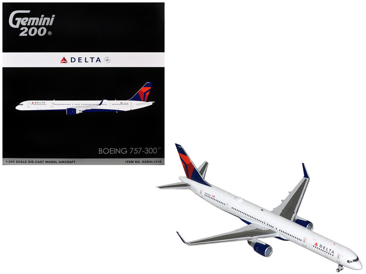 Boeing 757-300 Commercial Aircraft "Delta Air Lines" (N595NW) White with Blue and Red Tail "Gemini 200" Series 1/200 Diecast Model by GeminiJets-0