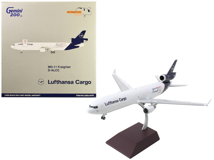 McDonnell Douglas MD-11F Commercial Aircraft "Lufthansa Cargo" White with Blue Tail "Gemini 200 - Interactive" Series 1/200 Diecast Model Airplane by GeminiJets-0