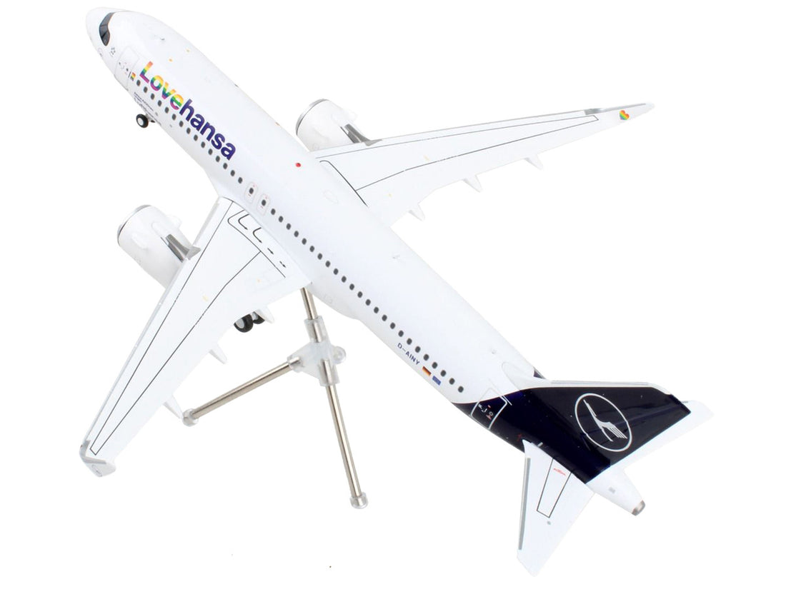 Airbus A320neo Commercial Aircraft "Lufthansa - LoveHansa" White with Blue Tail "Gemini 200" Series 1/200 Diecast Model Airplane by GeminiJets-2