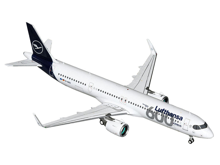 Airbus A321neo Commercial Aircraft "Lufthansa - 600th Airbus Aircraft" (D-AIEQ) White with Dark Blue Tail "Gemini 200" Series 1/200 Diecast Model Airplane by GeminiJets-0