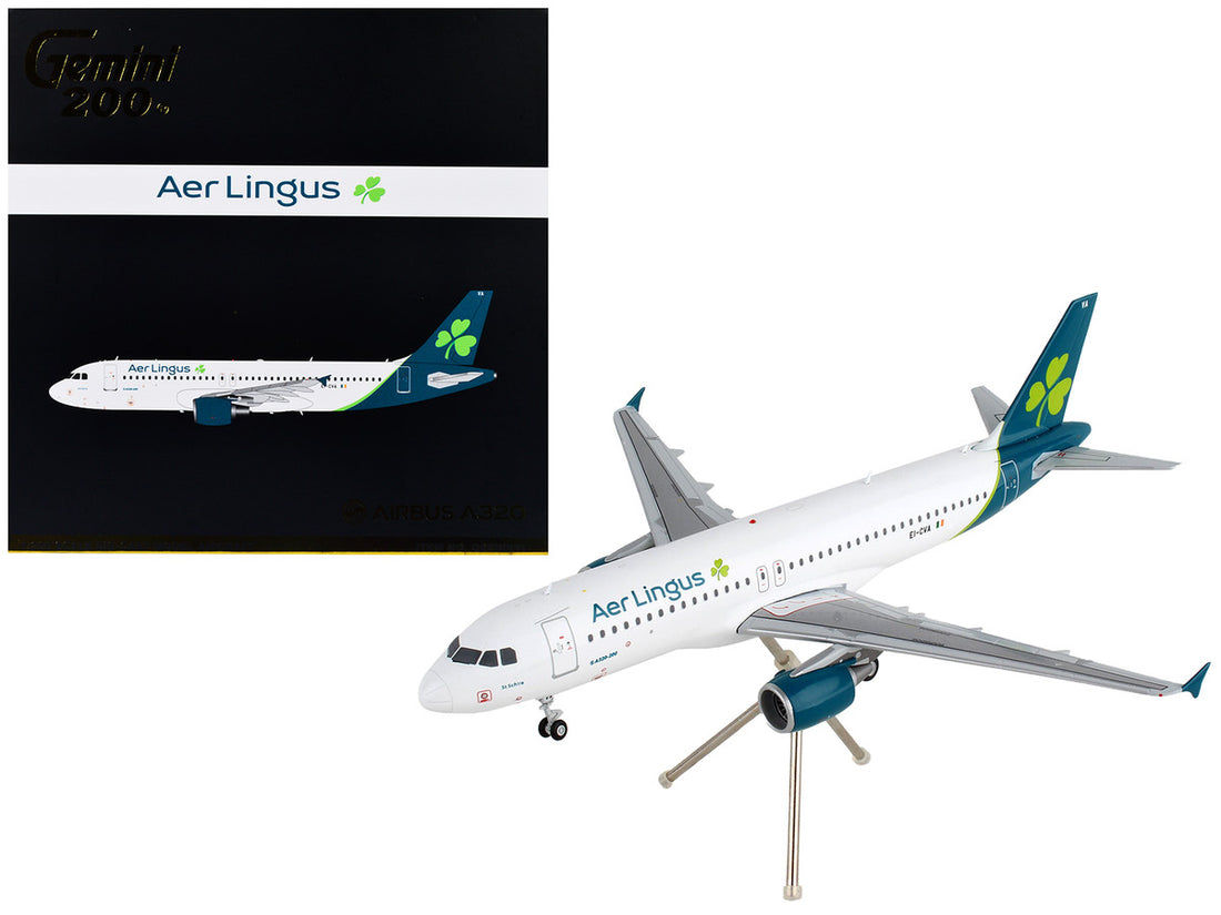 Airbus A320 Commercial Aircraft "Aer Lingus" White with Teal Tail "Gemini 200" Series 1/200 Diecast Model Airplane by GeminiJets-0