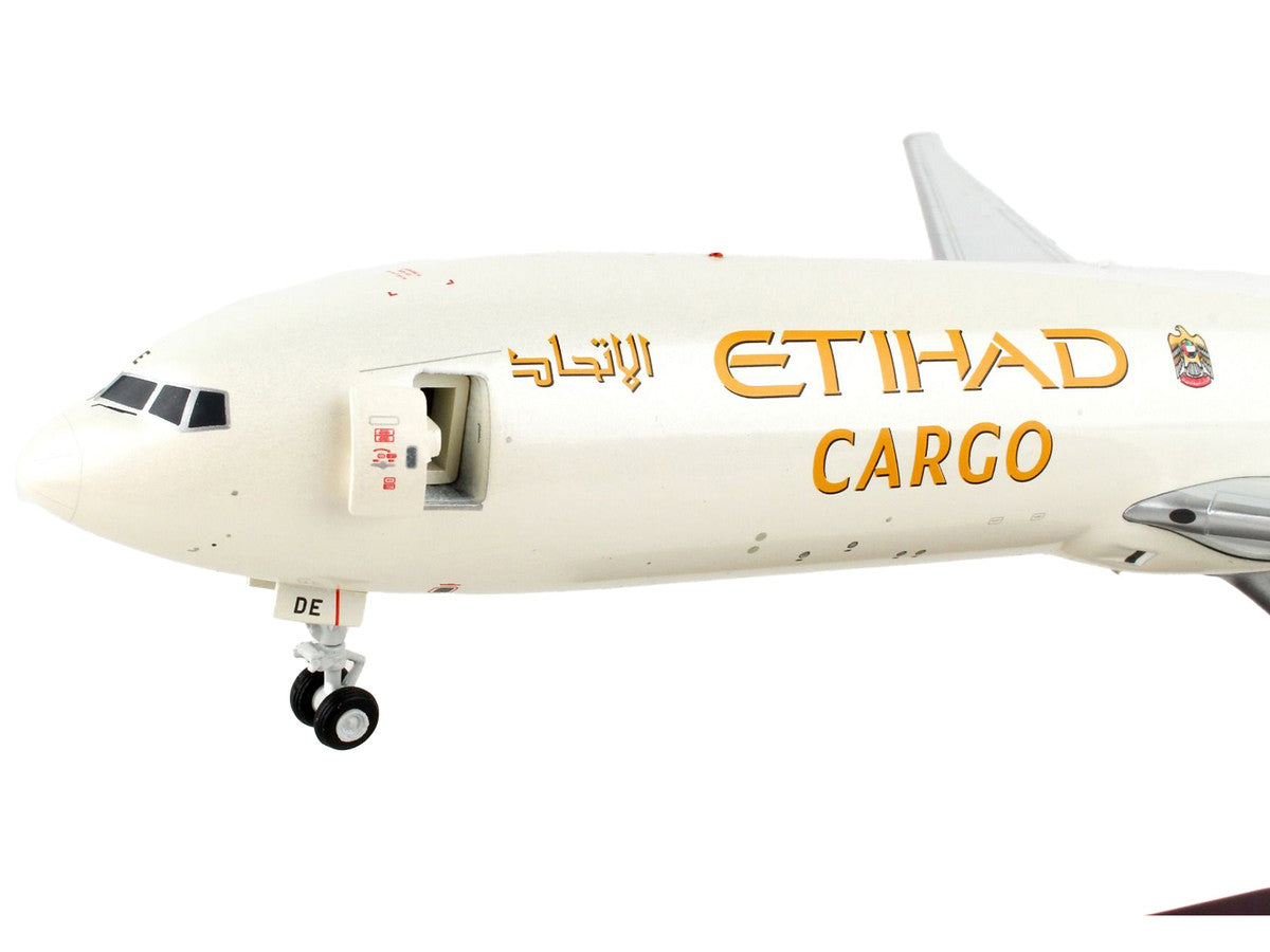 Boeing 777F Commercial Aircraft "Etihad Airways Cargo" Beige with Tail Graphics "Gemini 200 - Interactive" Series 1/200 Diecast Model Airplane by GeminiJets-1