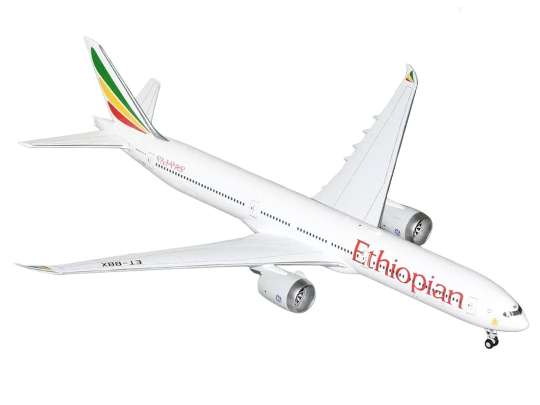 Boeing 777-9 Commercial Aircraft "Ethiopian Airlines" (ET-BBX) White with Tail Stripes "Gemini 200" Series 1/200 Diecast Model Airplane by GeminiJets-1