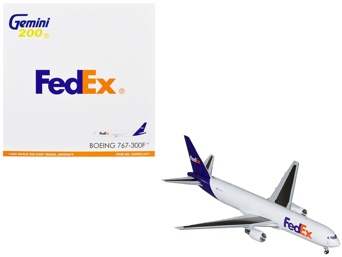 Boeing 767-300F Commercial Aircraft "FedEx (Federal Express)" (N144FE) White with Purple Tail "Gemini 200" Series 1/200 Diecast Model Airplane by GeminiJets-0
