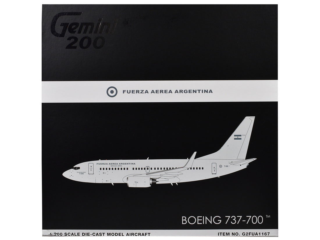 Boeing 737-700 Transport Aircraft "Fuerza Aerea Argentina (Air Force)" (T-99) Gray "Gemini 200" Series 1/200 Diecast Model Airplane by GeminiJets-2