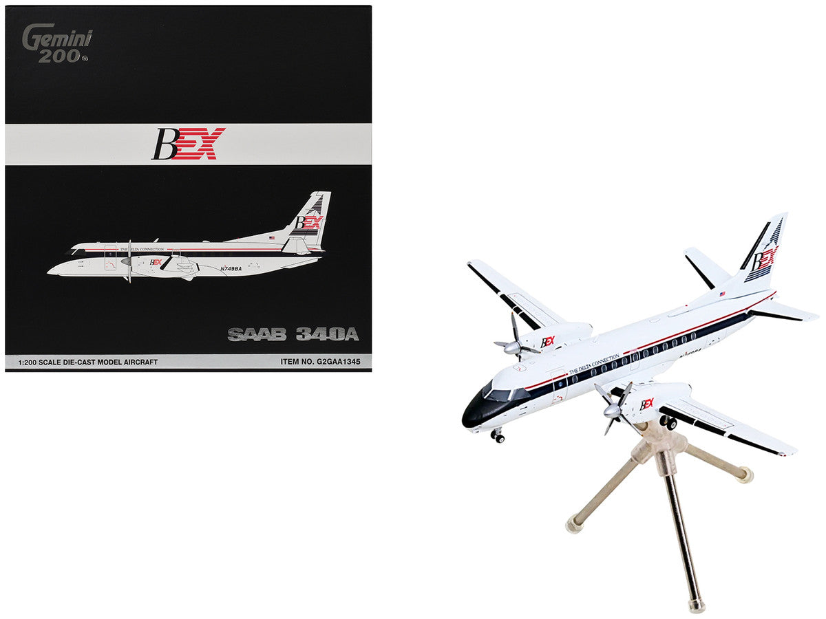 Saab 340A Commercial Aircraft "Delta Connection - Business Express Airlines" (N749BA) White with Dark Blue and Red Stripes "Gemini 200" Series 1/200 Diecast Model by GeminiJets 2