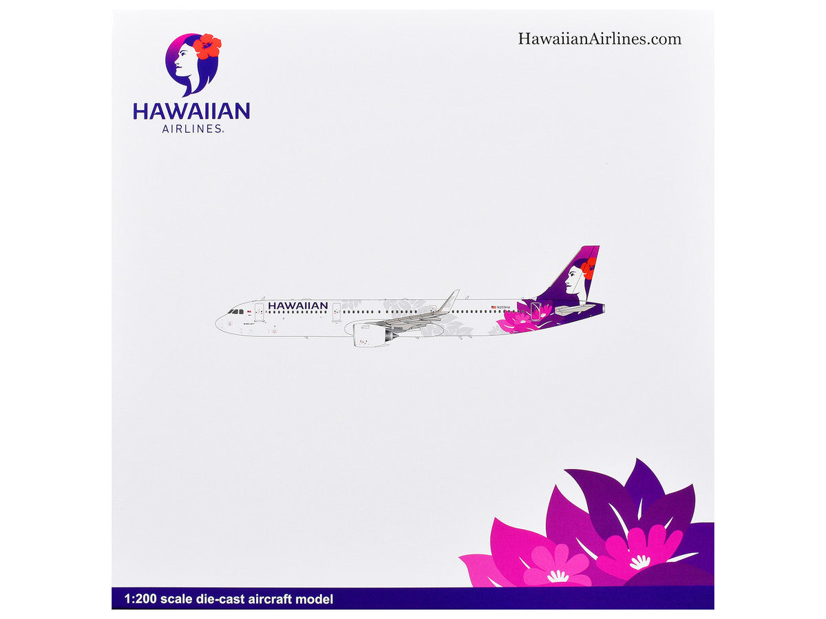 Airbus A321neo Commercial Aircraft "Hawaiian Airlines" (N209HA) White with Purple Tail and Graphics "Gemini 200" Series 1/200 Diecast Model Airplane by GeminiJets-2
