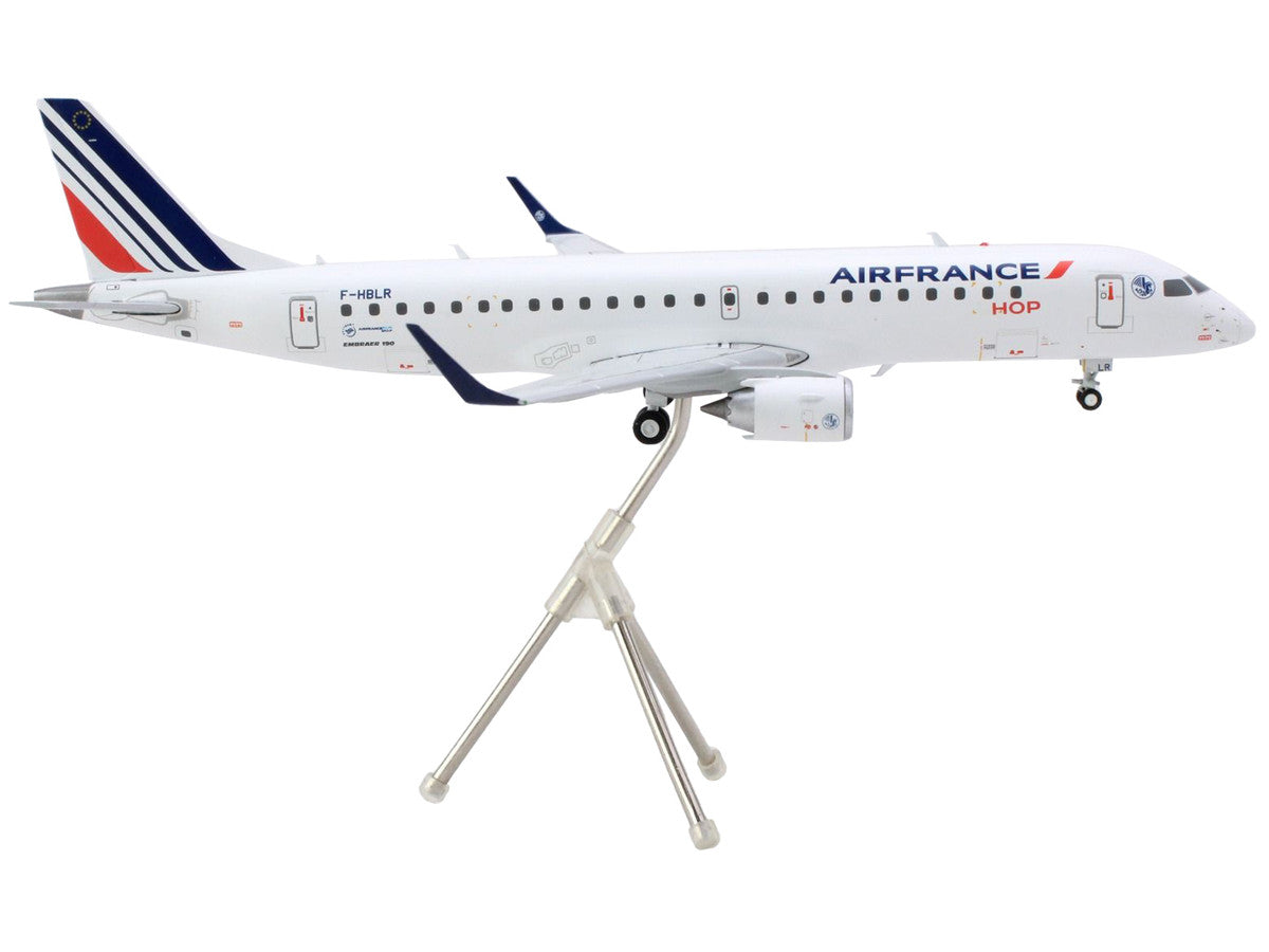 Embraer ERJ-190 Commercial Aircraft "Air France Hop" (F-HBLN) White with Striped Tail "Gemini 200" Series 1/200 Diecast Model Airplane by GeminiJets-1
