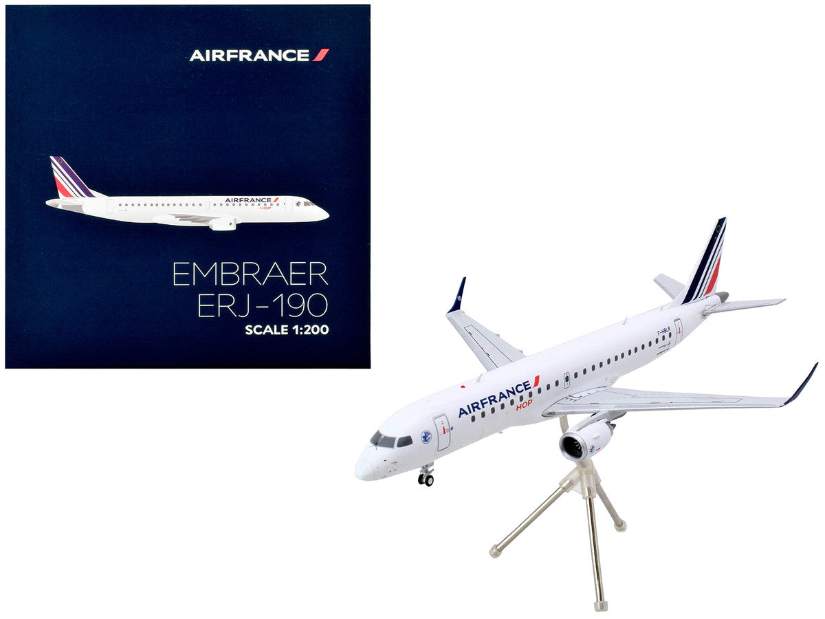 Embraer ERJ-190 Commercial Aircraft "Air France Hop" (F-HBLN) White with Striped Tail "Gemini 200" Series 1/200 Diecast Model Airplane by GeminiJets-0