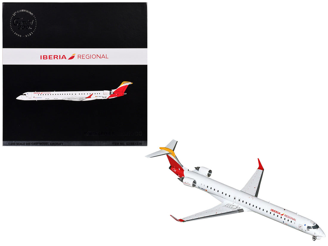 Bombardier CRJ1000 Commercial Aircraft "Iberia Regional" (EC-MVZ) White with Red Tail "Gemini 200" Series 1/200 Diecast Model Airplane by GeminiJets-2