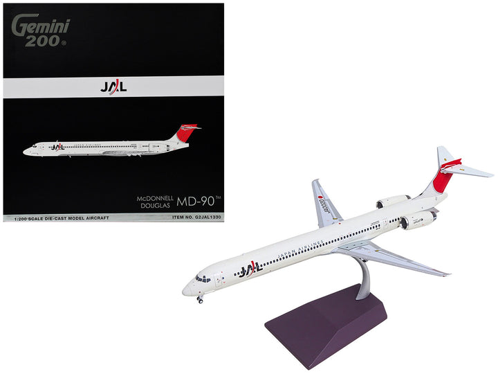 McDonnell Douglas MD-90 Commercial Aircraft "Japan Airlines" (JA002D) White with Red Tail "Gemini 200" Series 1/200 Diecast Model by GeminiJets-4
