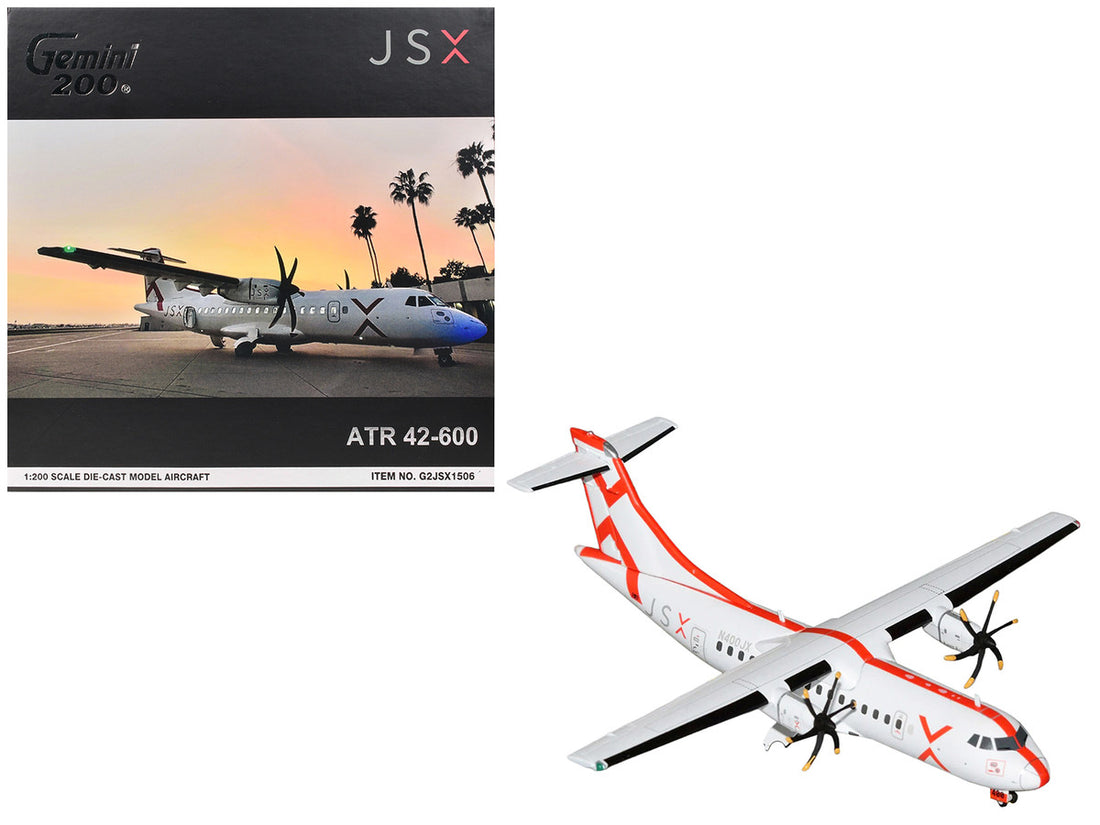 ATR 42-600 Commercial Aircraft "JSX" (N400JX) White with Red Stripes "Gemini 200" Series 1/200 Diecast Model Airplane by GeminiJets-0
