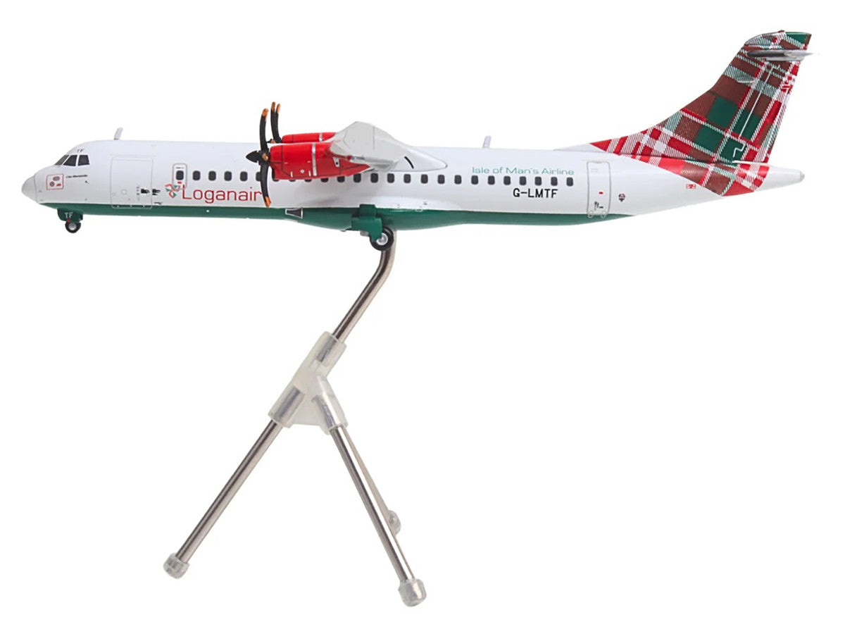 ATR 72-600 Commercial Aircraft "Loganair - Isle of Man's Airline" (G-LMTF) White with Green and Red Plaid Tail "Gemini 200" Series 1/200 Diecast Model Airplane by GeminiJets 3