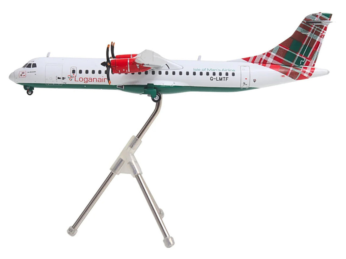 ATR 72-600 Commercial Aircraft "Loganair - Isle of Man's Airline" (G-LMTF) White with Green and Red Plaid Tail "Gemini 200" Series 1/200 Diecast Model Airplane by GeminiJets 3
