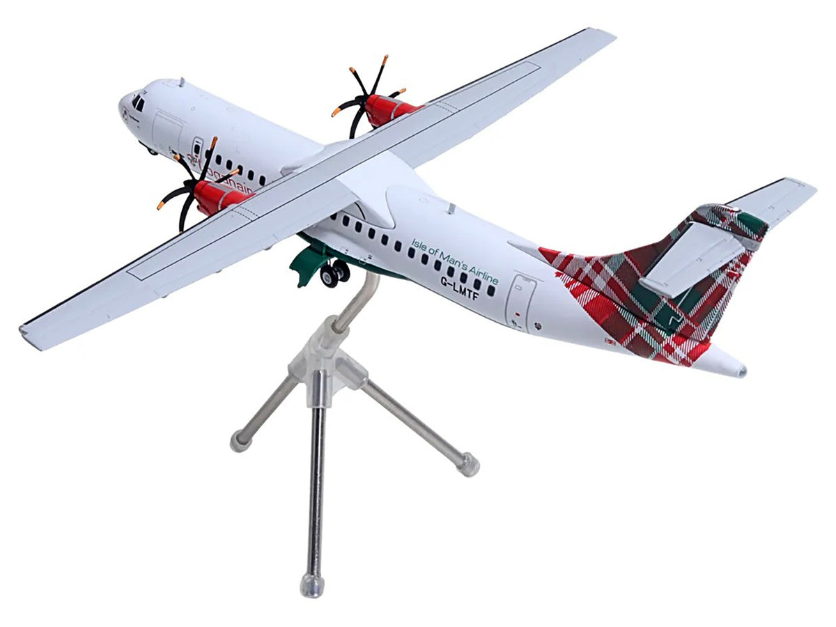 ATR 72-600 Commercial Aircraft "Loganair - Isle of Man's Airline" (G-LMTF) White with Green and Red Plaid Tail "Gemini 200" Series 1/200 Diecast Model Airplane by GeminiJets 2