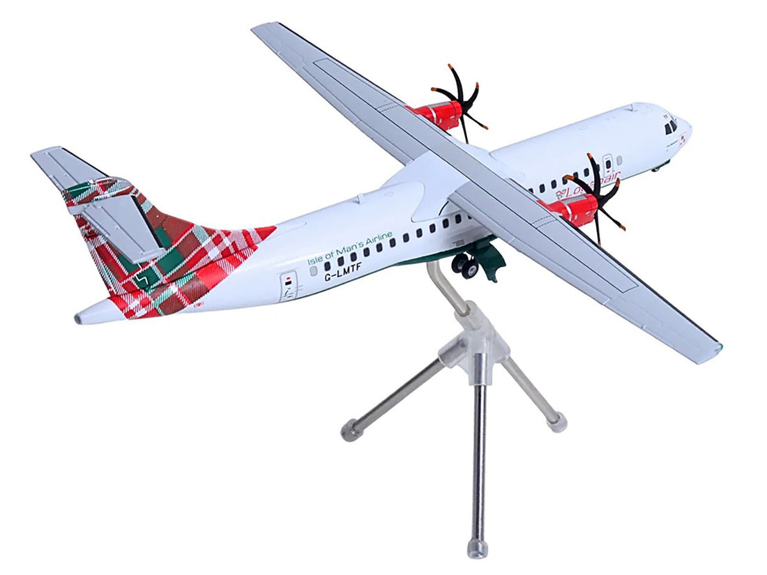ATR 72-600 Commercial Aircraft "Loganair - Isle of Man's Airline" (G-LMTF) White with Green and Red Plaid Tail "Gemini 200" Series 1/200 Diecast Model Airplane by GeminiJets 4