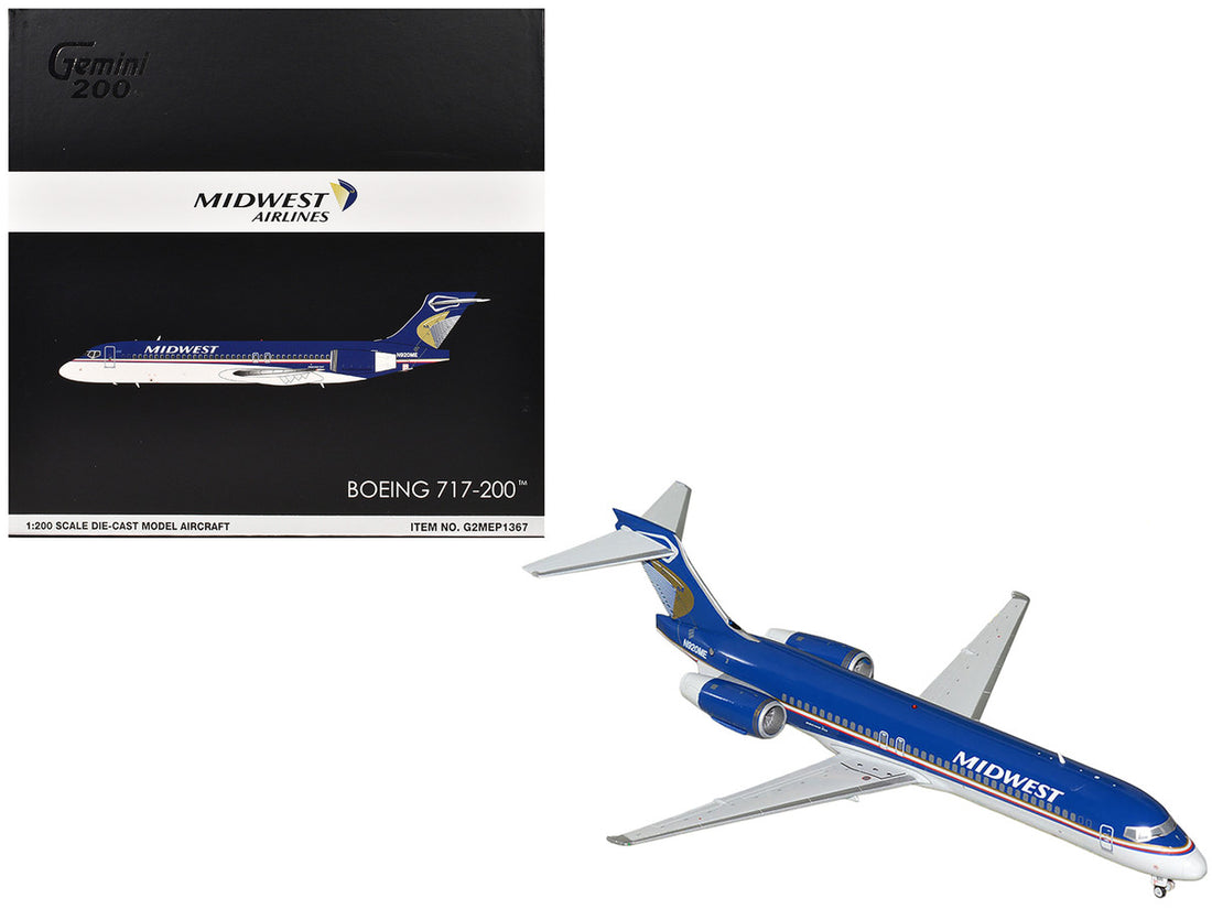 Boeing 717-200 Commercial Aircraft "Midwest Airlines" (N920ME) Blue and White "Gemini 200" Series 1/200 Diecast Model Airplane by GeminiJets-0