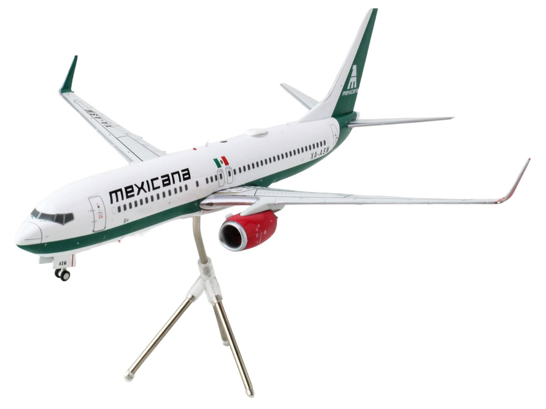 Boeing 737-800 Commercial Aircraft "Mexicana" (XA-ASM) White with Green Stripes "Gemini 200" Series 1/200 Diecast Model Airplane by GeminiJets-1