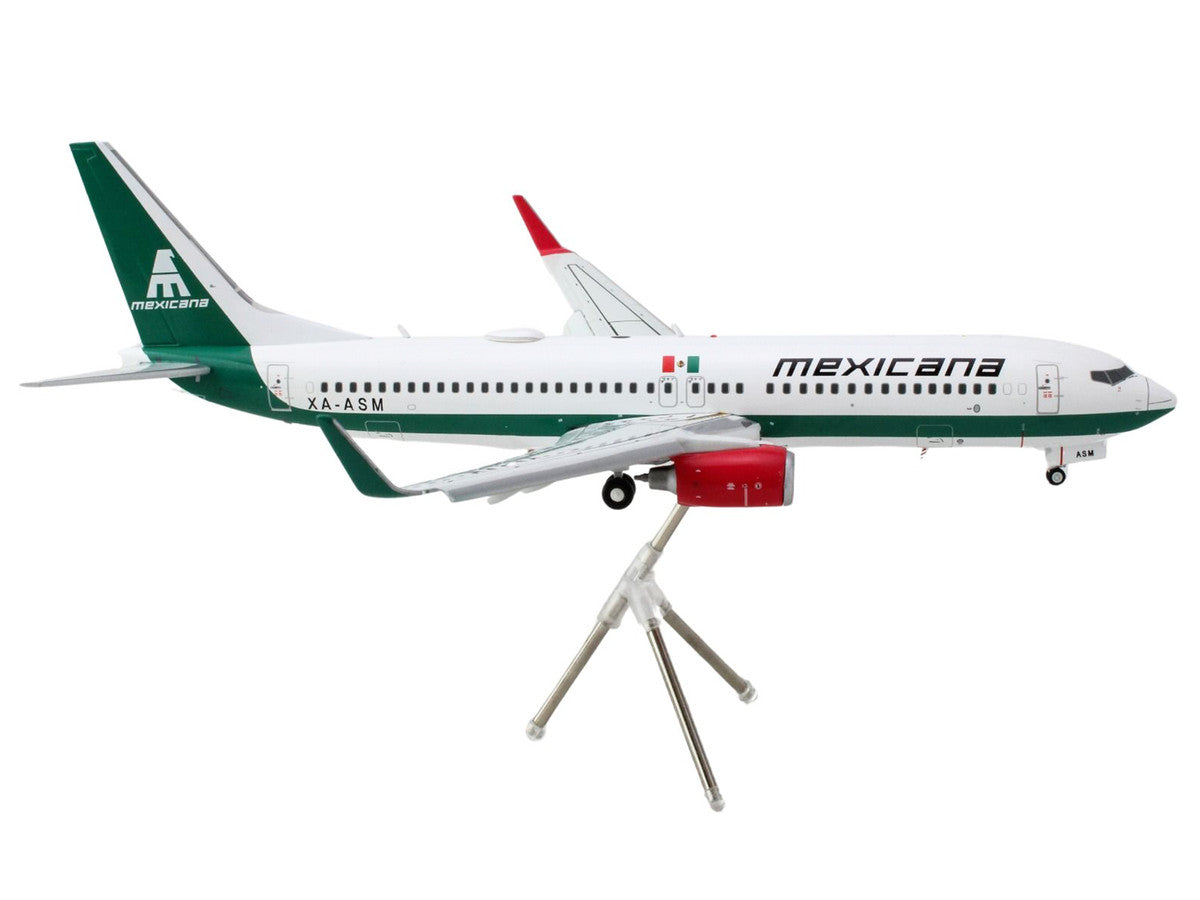 Boeing 737-800 Commercial Aircraft with Flaps Down "Mexicana" (XA-ASM) White with Green Stripes "Gemini 200" Series 1/200 Diecast Model Airplane by GeminiJets-0