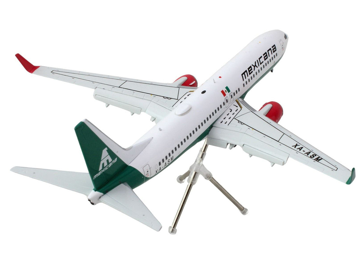 Boeing 737-800 Commercial Aircraft with Flaps Down "Mexicana" (XA-ASM) White with Green Stripes "Gemini 200" Series 1/200 Diecast Model Airplane by GeminiJets-1